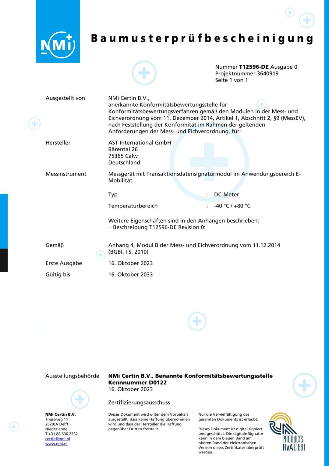 ASTs DC Meter désormais conforme à la loi sur l'étalonnage